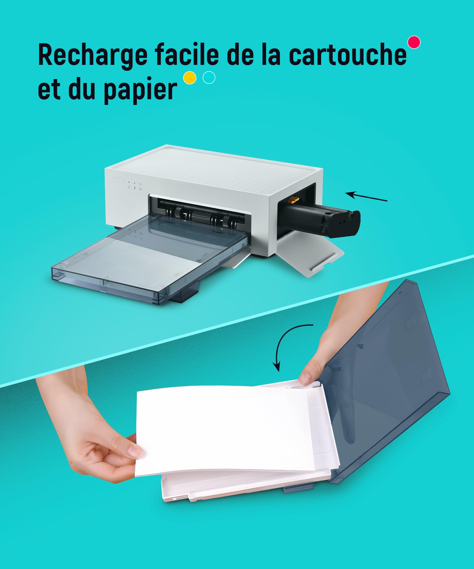 Liene Amber M100 M200 M110 M210 Consommables Originaux 80 Feuilles 10x15 cm 2 Cartouches Sublimation Thermique Étanche Anti-Oxydation