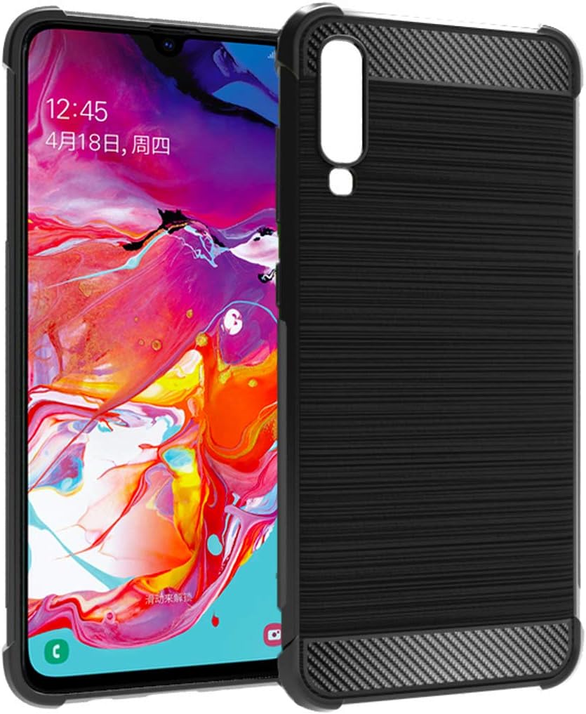 XVZ Samsung Galaxy A70 Case, Slim Fit Case for Samsung Galaxy A70 [Anti Fingerprint] [Flexible TPU] [Shock Absorption] Protective Cover for Galaxy A70 Phone (2019 Released) - Black