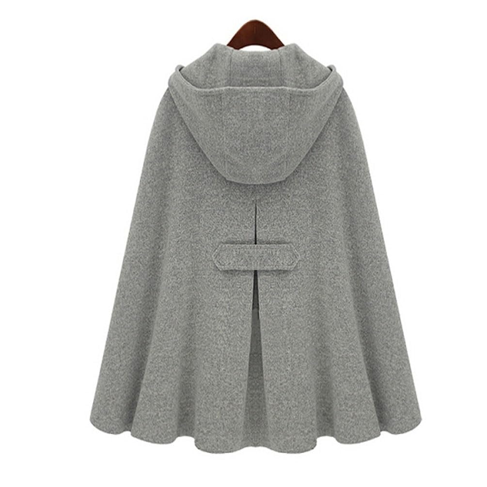 Femme Cape à Capuche Élégant Chaud Hiver Veste Blouson Manteau Poncho Cape Mélange de laine