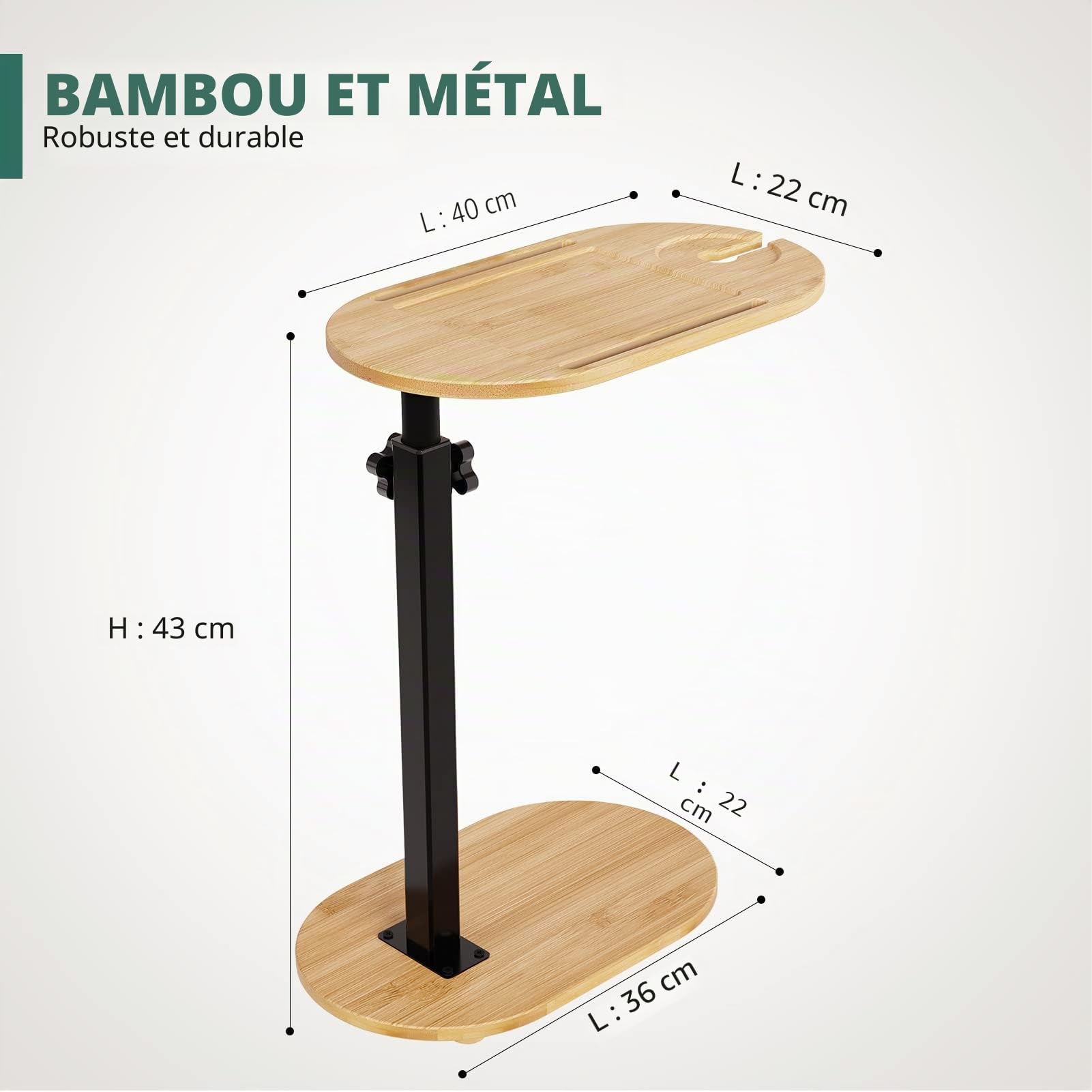 Yumkfoi Plateau de Baignoire en Bambou avec Hauteur réglable, Plateau autoportant pour Baignoire Contre Le Mur, Table d'appoint pour Baignoire de Luxe, Maison, Spa et Choix de Cadeau – Brevet protégé