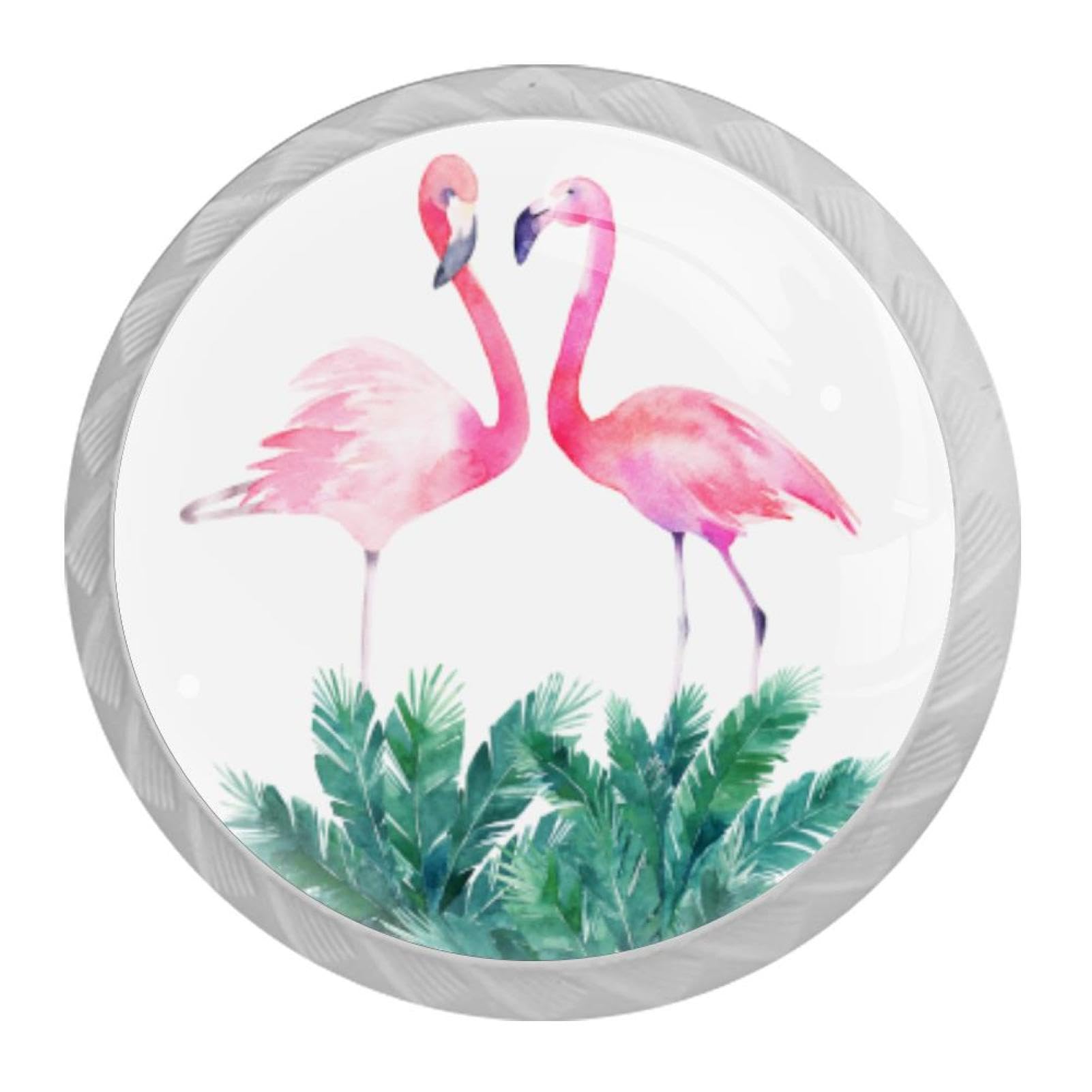 Tqmspg 4 Pieces Drawer Pulls Flamingo Birds Door Knobs Dresser Handles for Kitchen Wardrobe Cupboard Hardware Furniture