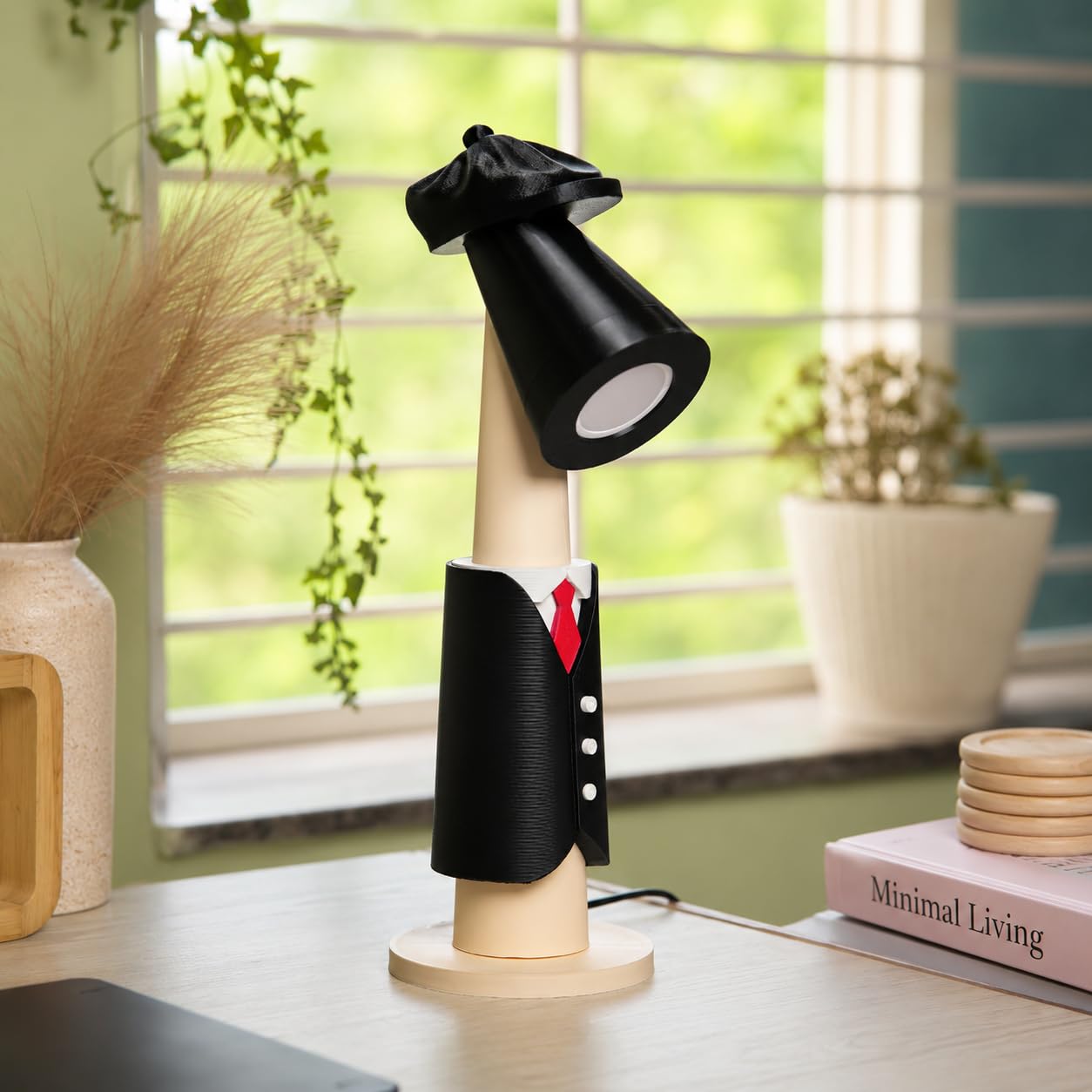 The Pookie Blinders Lamps | Grace & Tommy LED Table Lamps | Cute Home Decor | Warm White Night Light (Tommy (Black))-image-14