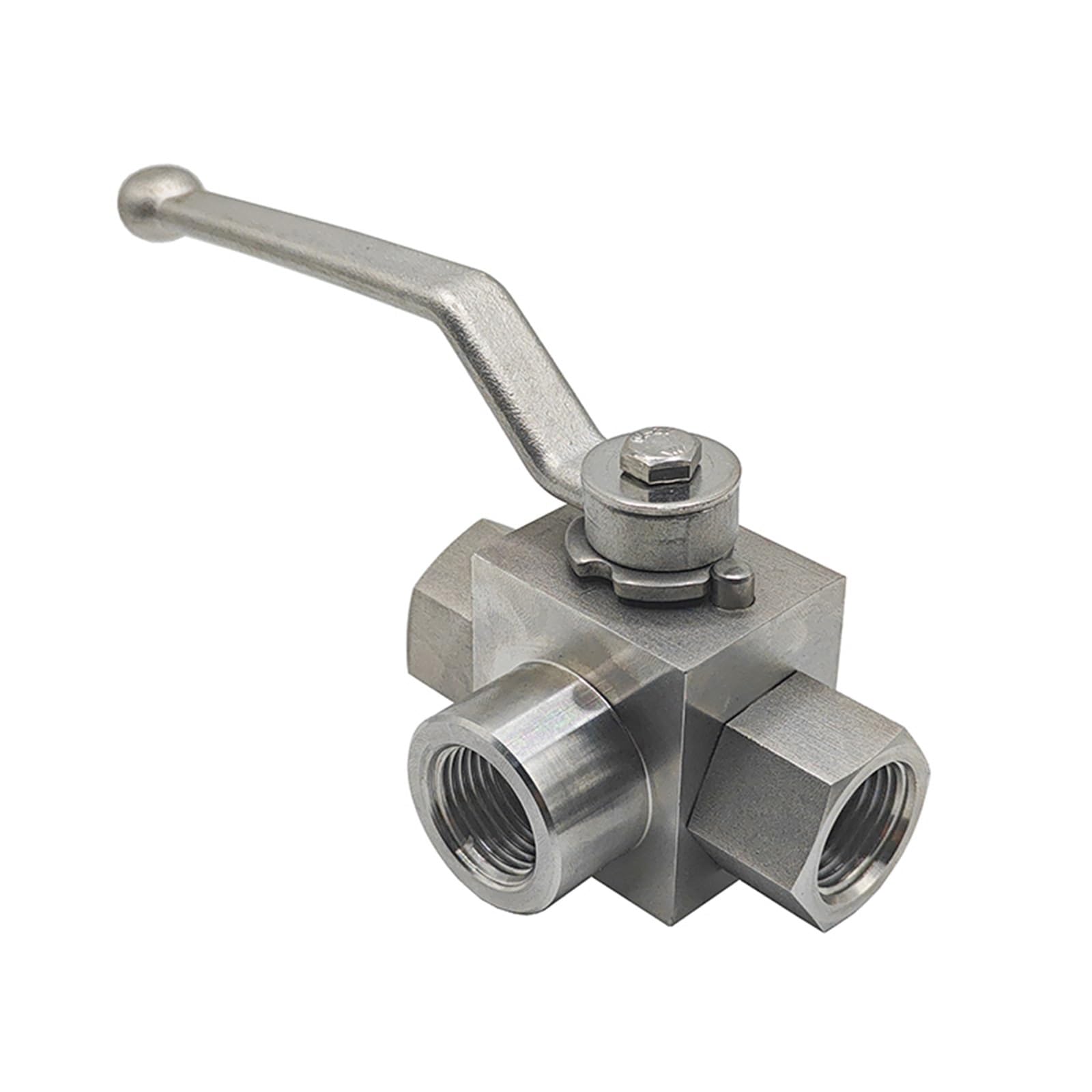 Válvula de Bola 3 vías Alta presión Acero Inoxidable Tipo L Hilo Femenino 1/4 "3/8" 1/2 "3/4" 1 "válvulas Agua con Interruptor hidráulico | Válvula(1/2")