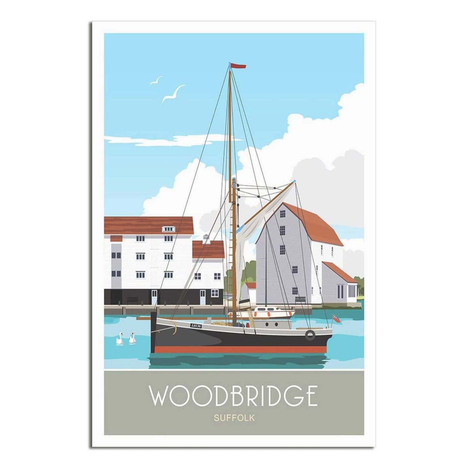 Uejd Unframe-Style Vintage Woodbridge Tide Mill Suffolk Travel Poster Decorative Posters Modern Bedroom Canvas Art Poster Picture Painting Posters Wall Decor Art Gift