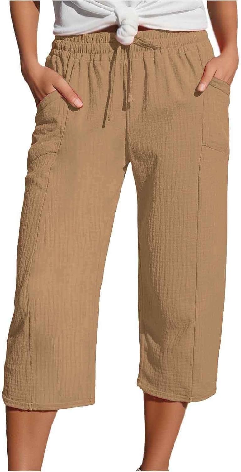 Palazzo Hose Damen - Lässige Caprihose Für Damen Mit Weitem Bein