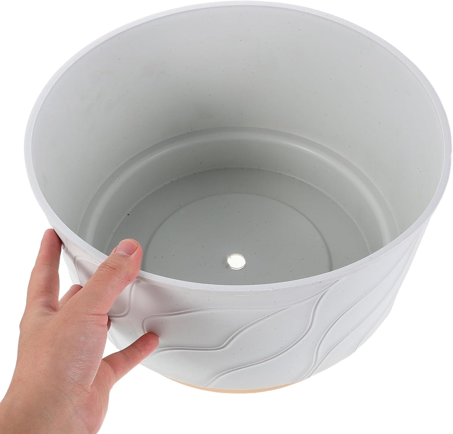 Orchid Planter Pot Large Diameter Plastic Planter Cups for Indoor Gardening with Drainage Holes White Nordic Style Ribbed Design Suitable for Home Balcony Planting to 10 Orchids