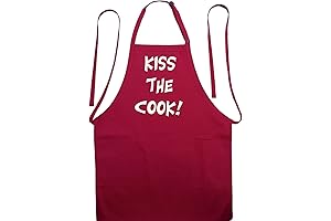 Red Kiss the Cook Apron with Two Pockets