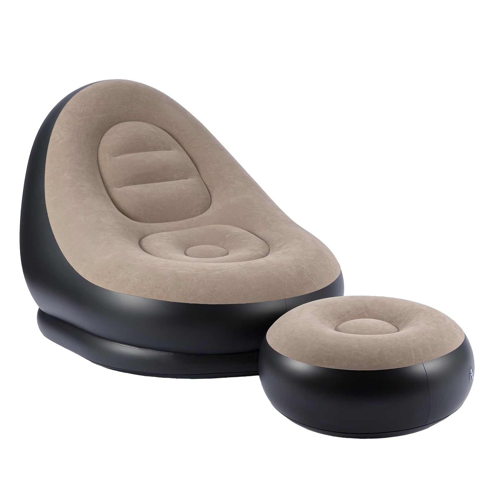EVERGOODS Inflatable 2-Piece Deluxe Lounger 118x80x94cm Inflatable Lounge Chair with Ottoman, Oversized Air Chair Sofa for Adults Indoor Outdoor Patio Pool Beach Camping Lounger, Quick Inflation & Por