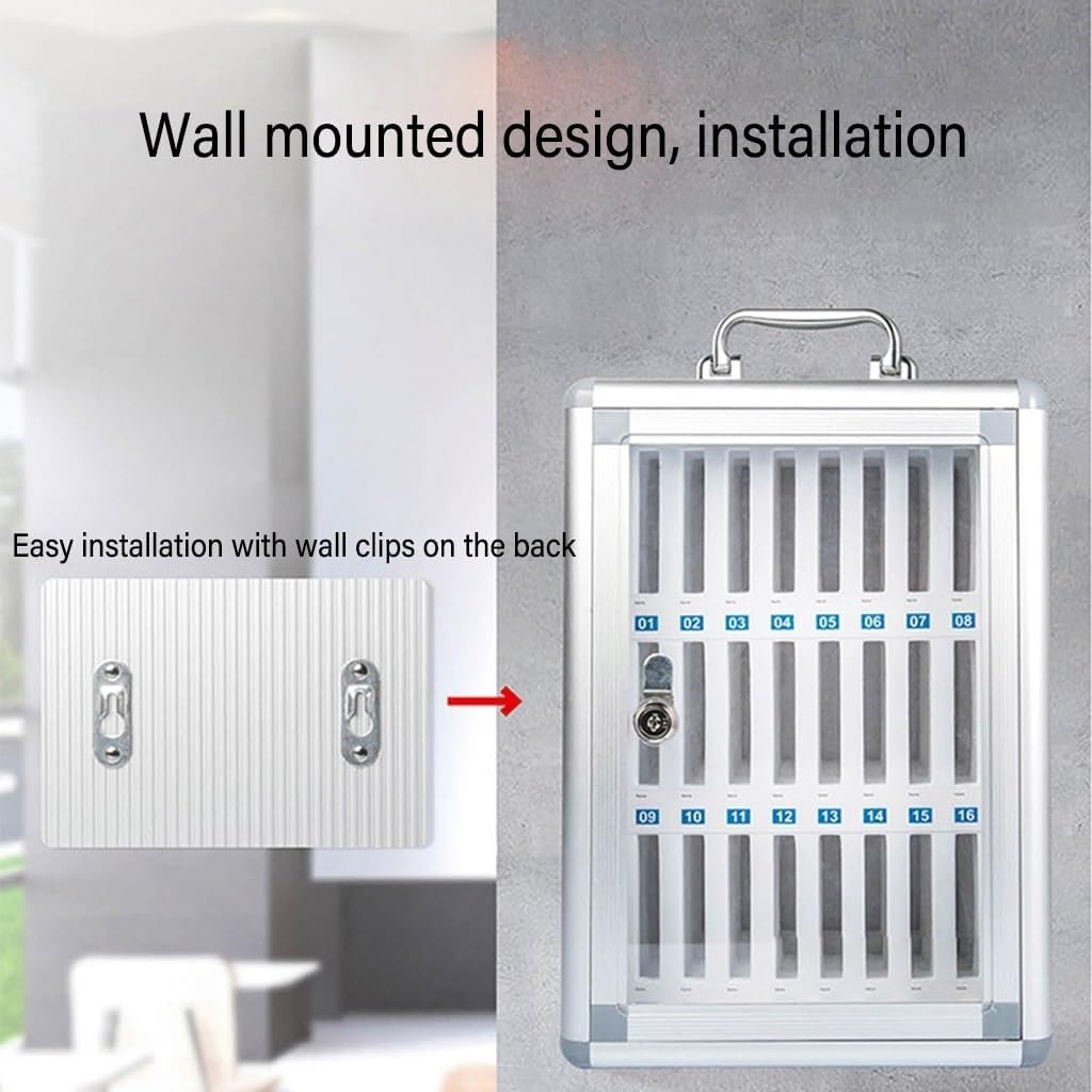 36-Slot Lockable Aluminum Alloy Mobile Phone Storage Box with Handle - Large Capacity Organizer for Classrooms, Workshops, and Gyms - Perfect for Secure Device Management image 3