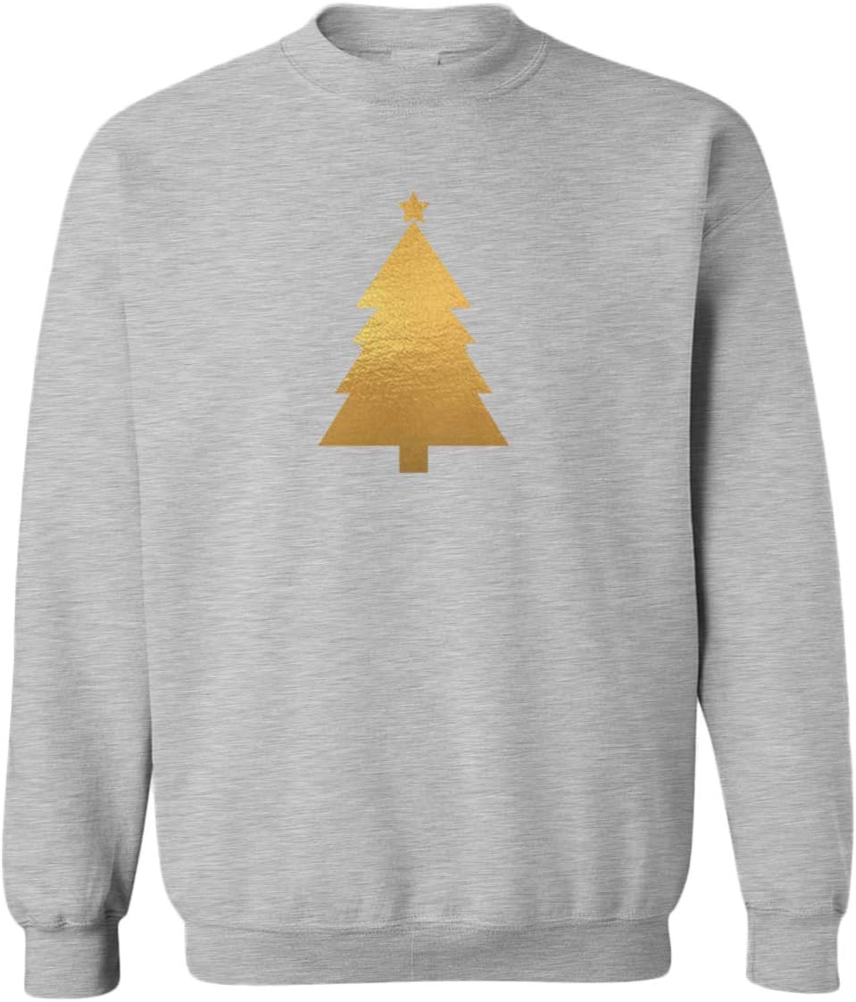 Tcombo Gold Foil Christmas Tree - Santa Claus Youth Fleece Crewneck Sweater