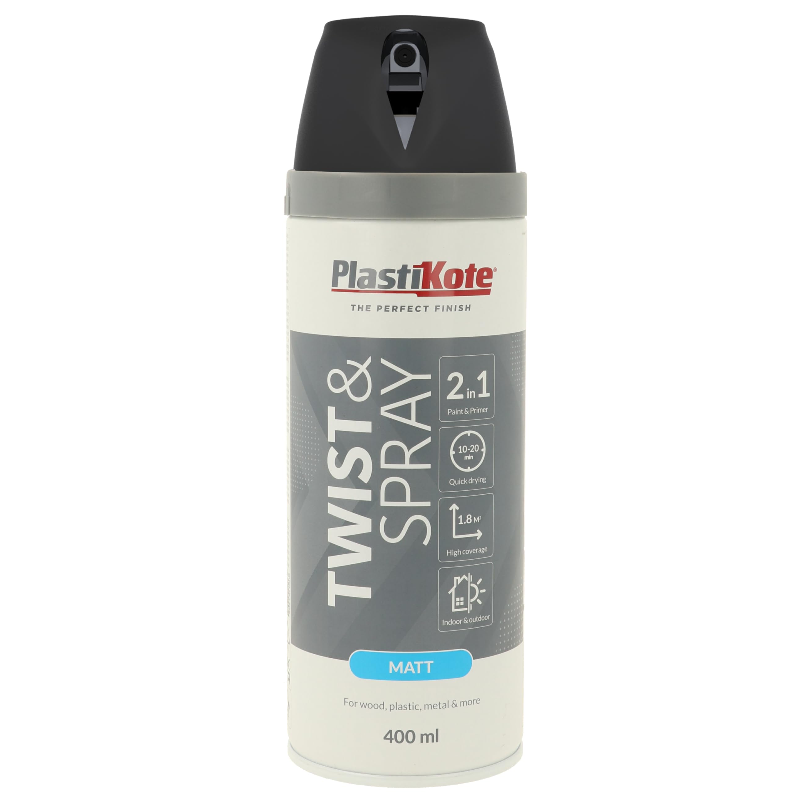 Plasti-Kote Pkt23101 Twist & Spray Matt Black 400Ml 5055018109974