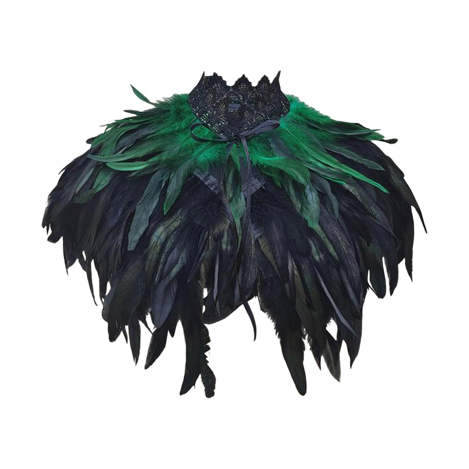 Écharpe gothique à plumes vert : transformez votre robe simple