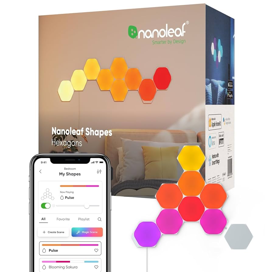 Nanoleaf Shapes Hexagons スマーターキット Nanoleaf Shapes LED Wall Lights, RGBW Smart Wall Panels with