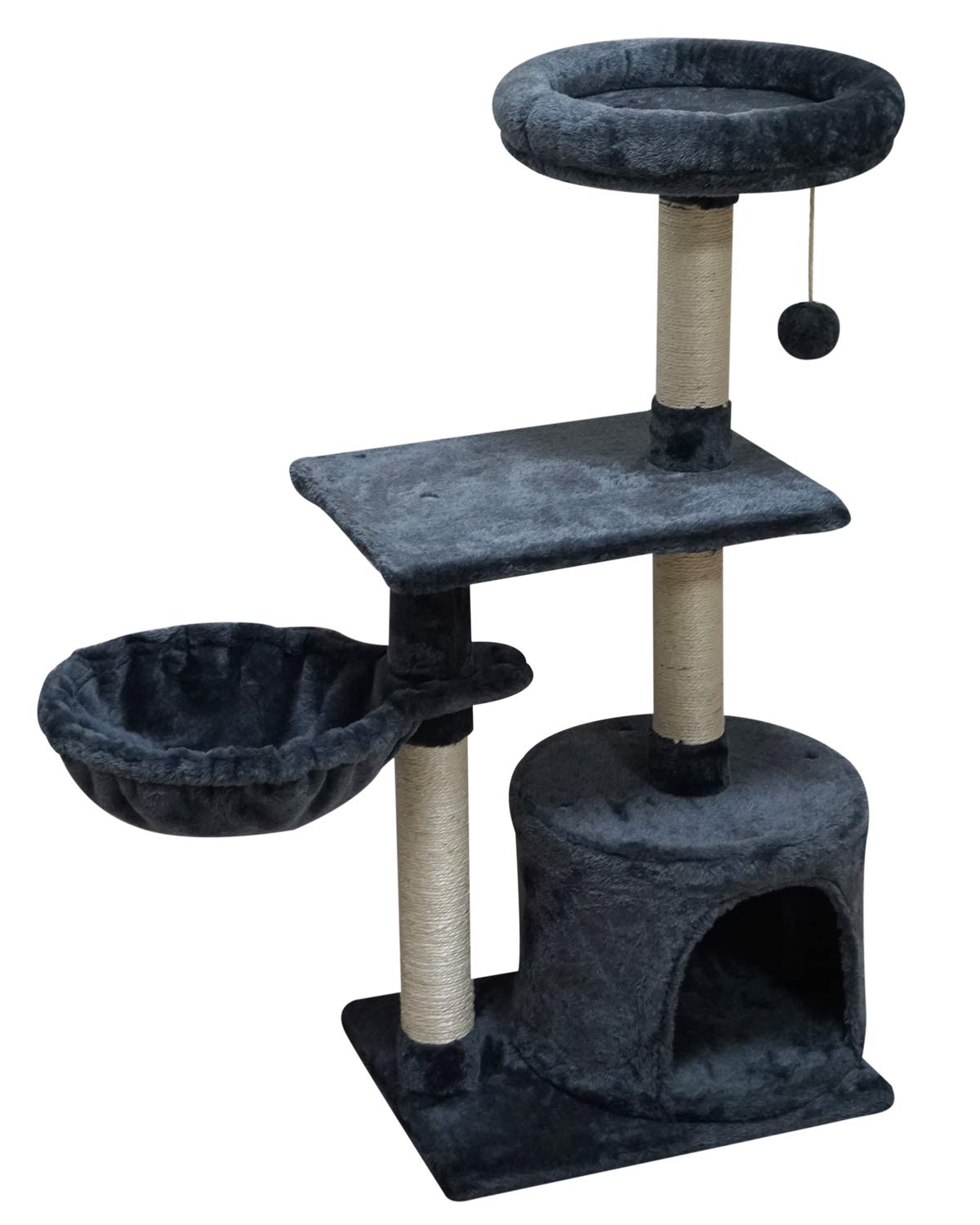 FISH&NAP Cat Tree Cat Tower Cat Condo Sisal Scratching Posts with Jump Platform Cat Furniture Activity Center Play House Grey