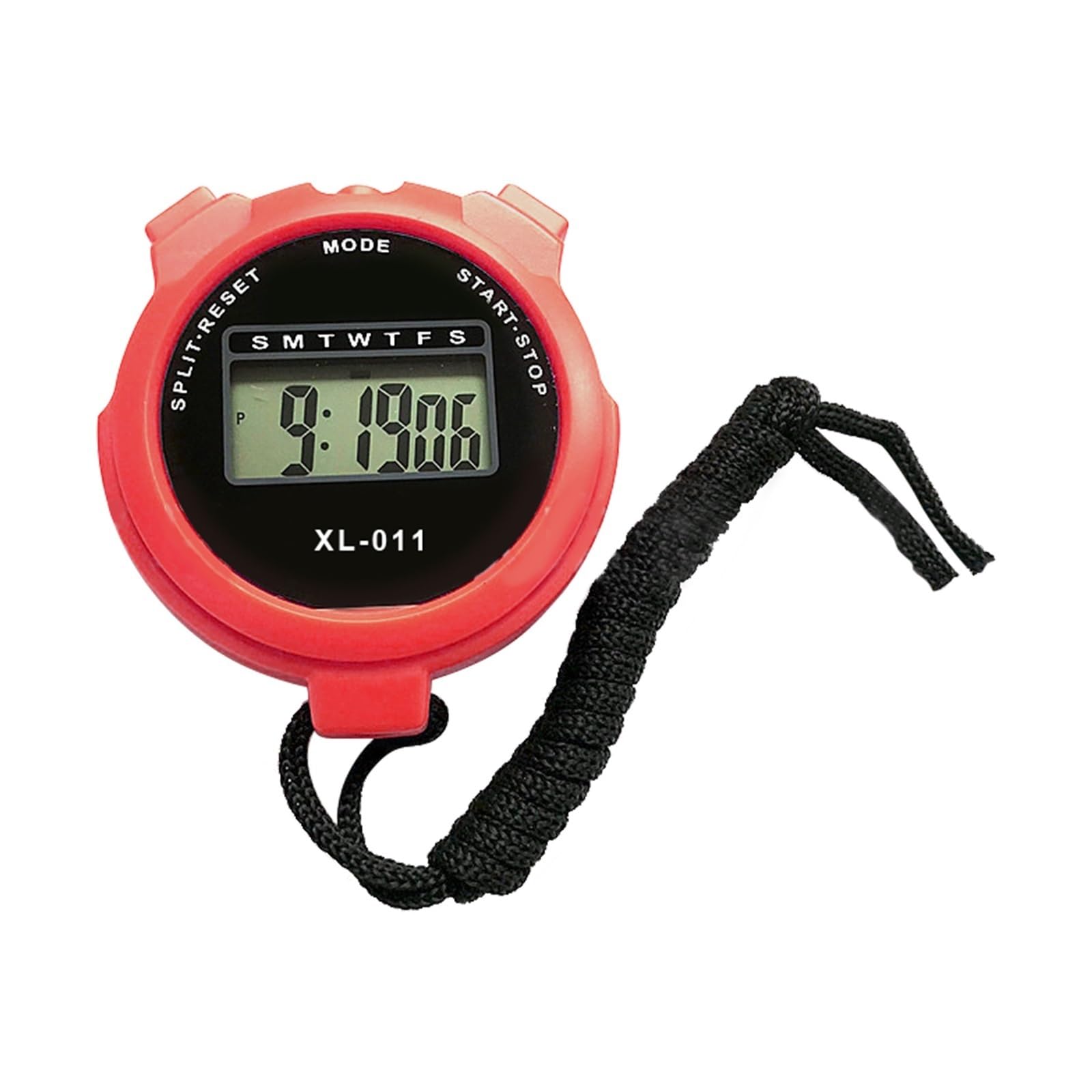 Swimming Alarm Clock Running Timer Outdoor Sports Fitness Portable Split Referee LCD Display Digital Stopwatch Calendar Training Precision Timing(Red)