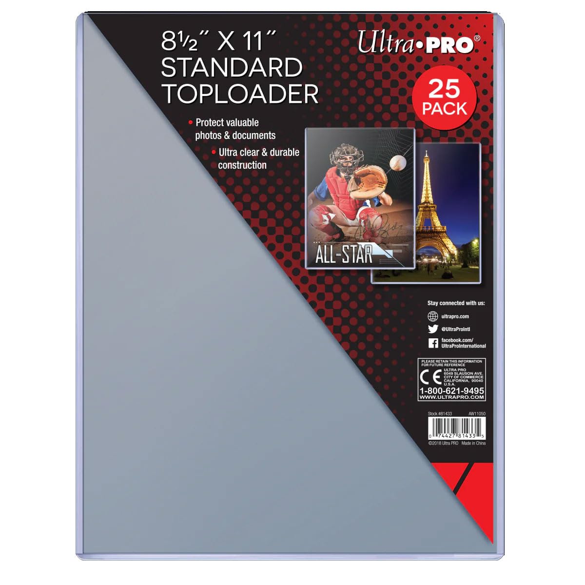 Clear Toploader 8-1/2-Inches x 11-Inches (25-Count)