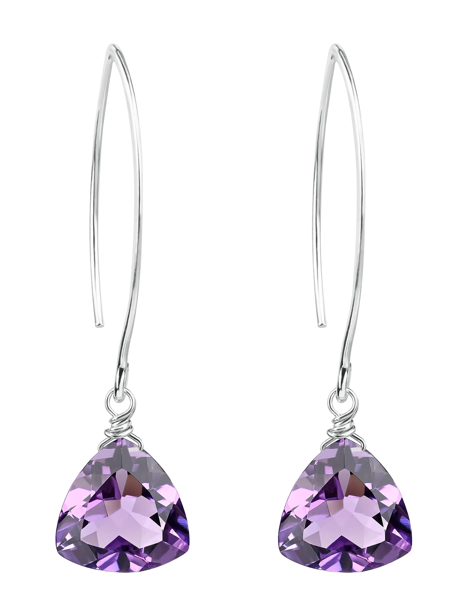 Purple Amethyst Trillion Earrings