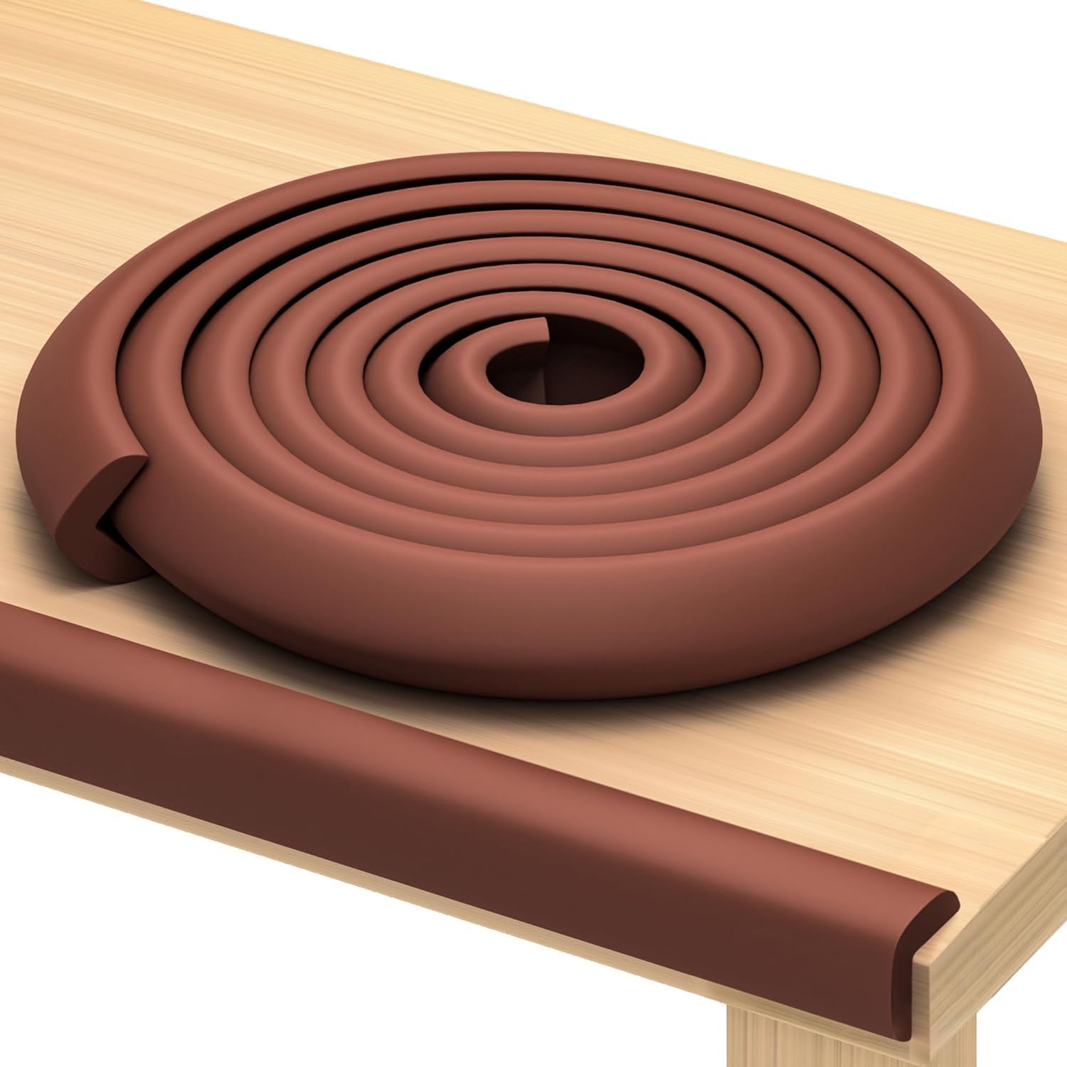 Protectores de Bordes para Muebles | Cojín de Espuma Protectora de 4,8 m | Juego de Impermeabilización para Bebés y Niños No tóxico y Seguro para Mesa, Chimenea, Encimera | Marrón