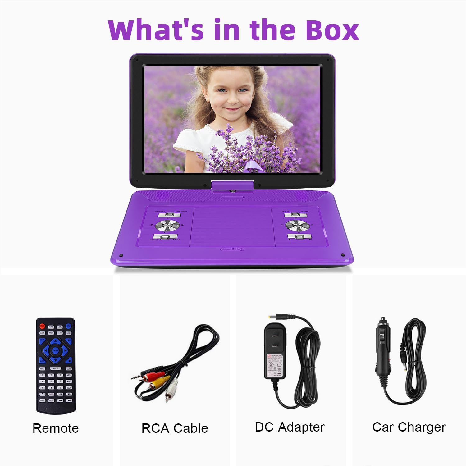 Lettore DVD portatile da 17,6" con grande schermo HD da 15,6", batteria ricaricabile da 6 ore, supporta USB/scheda SD/sincronizzazione TV, diversi formati di disco, lettore DVD portatile con