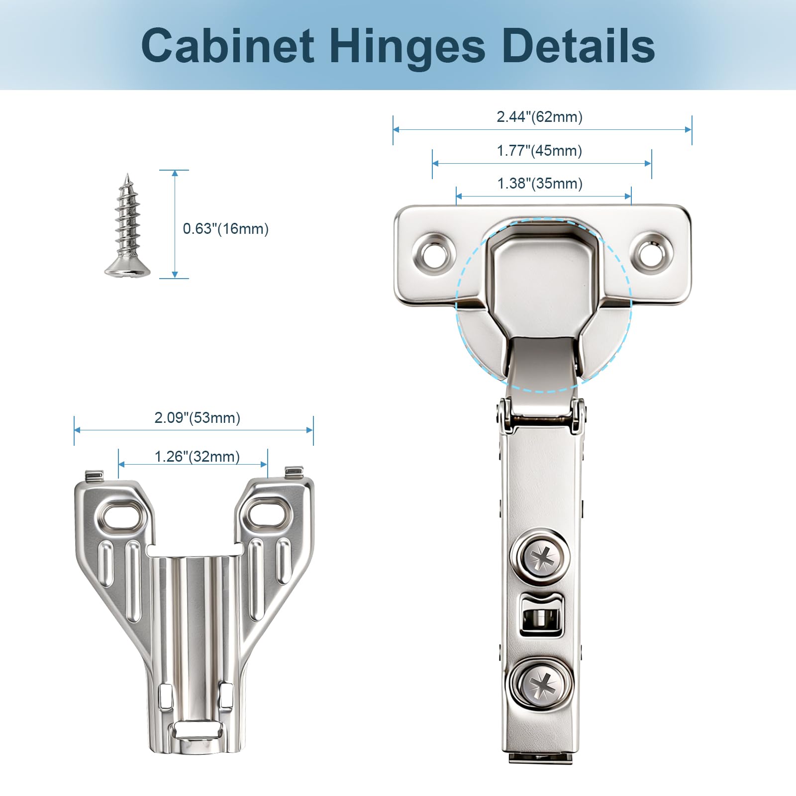Soft Close Hinges for Kitchen Cabinets - KNOBWELL -6