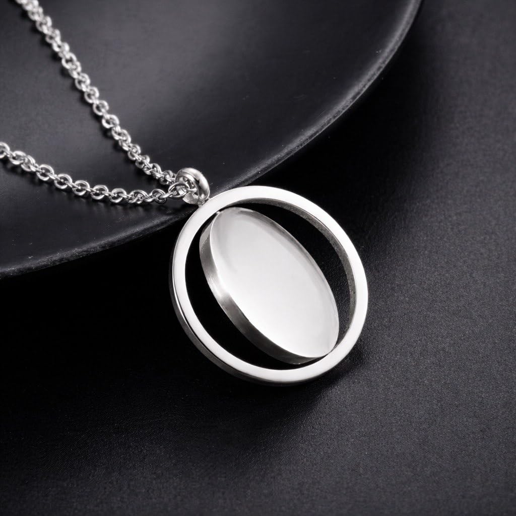 Collana Personalizzata Uomo Donna in Acciaio Inossidabile con Cerchio Girevole – Incisione Fronte e Retro – Ciondolo Rotante Unisex – Idea Regalo Coppia, Anniversario, Compleanno – CollanaDream