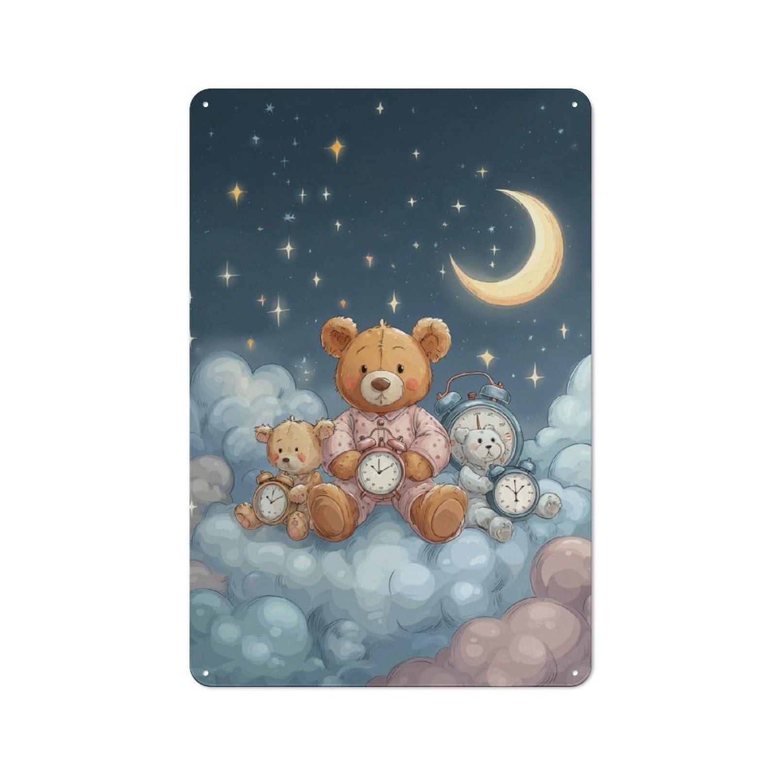 Junmoney Starry Night Bears Metal Sign 30X20cm With For Workshop Wall, Retro Decor, For Garage, Workshop And Man Cave Decoration