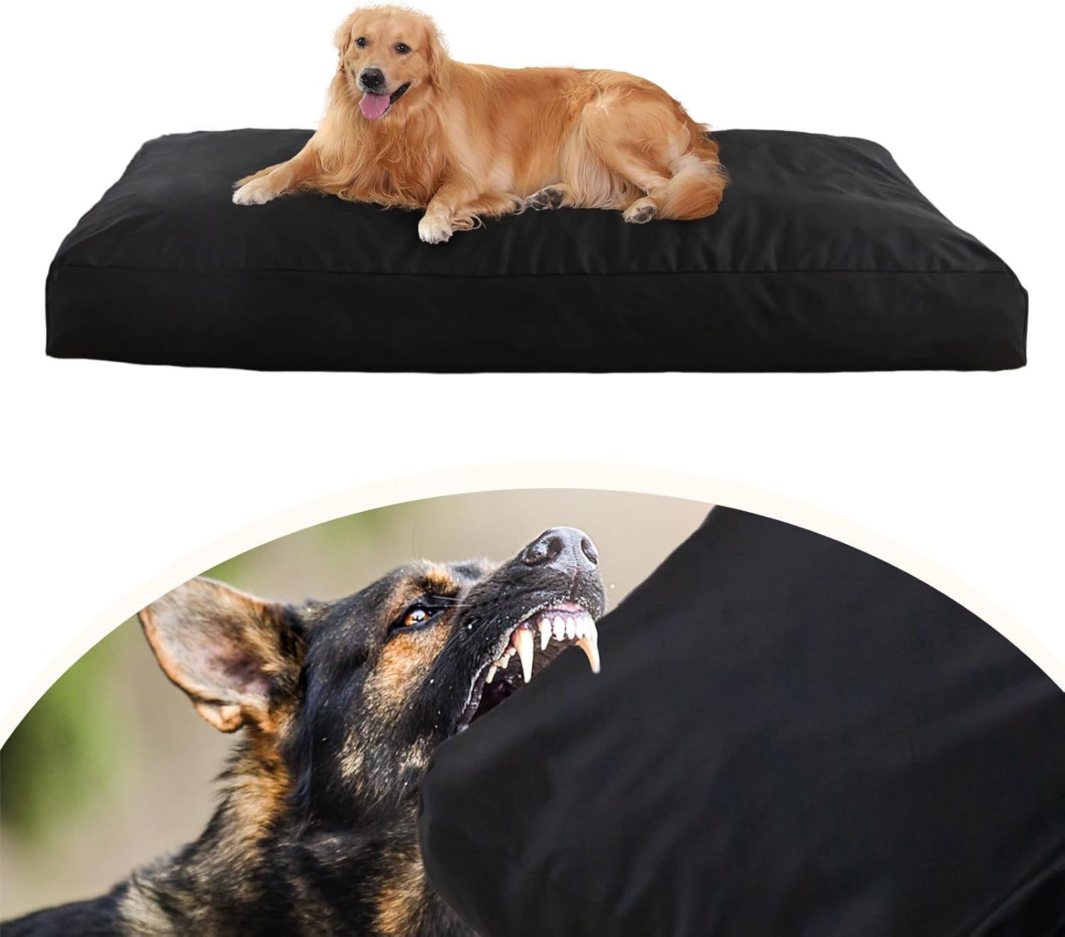 MAXYOYO Chew Proof Dog Bed, Indestructible Large Dog Bed, Rectangle Durable Pet Bed, Water Resistant Dog Pillow Bed for Indoor or Camping, Removable Machine Washable Cover