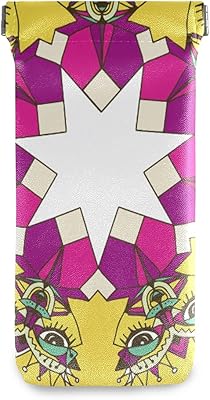 HUSSRITY Eyeglasses Case Tribal Mask Sunglasses Pouch Soft PU Leather Squeeze Top Eyeglass Holder Portable Glasses Case For Women Men