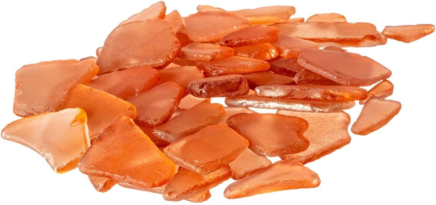 Nautical Crush Trading Orange Sea Glass – 22oz Beach Glass for Crafts, Vase Fillers & Decor – Bulk Tumbled Seaglass Pieces for DIY Projects – Recycled Seaglass for Home, Weddings & Art