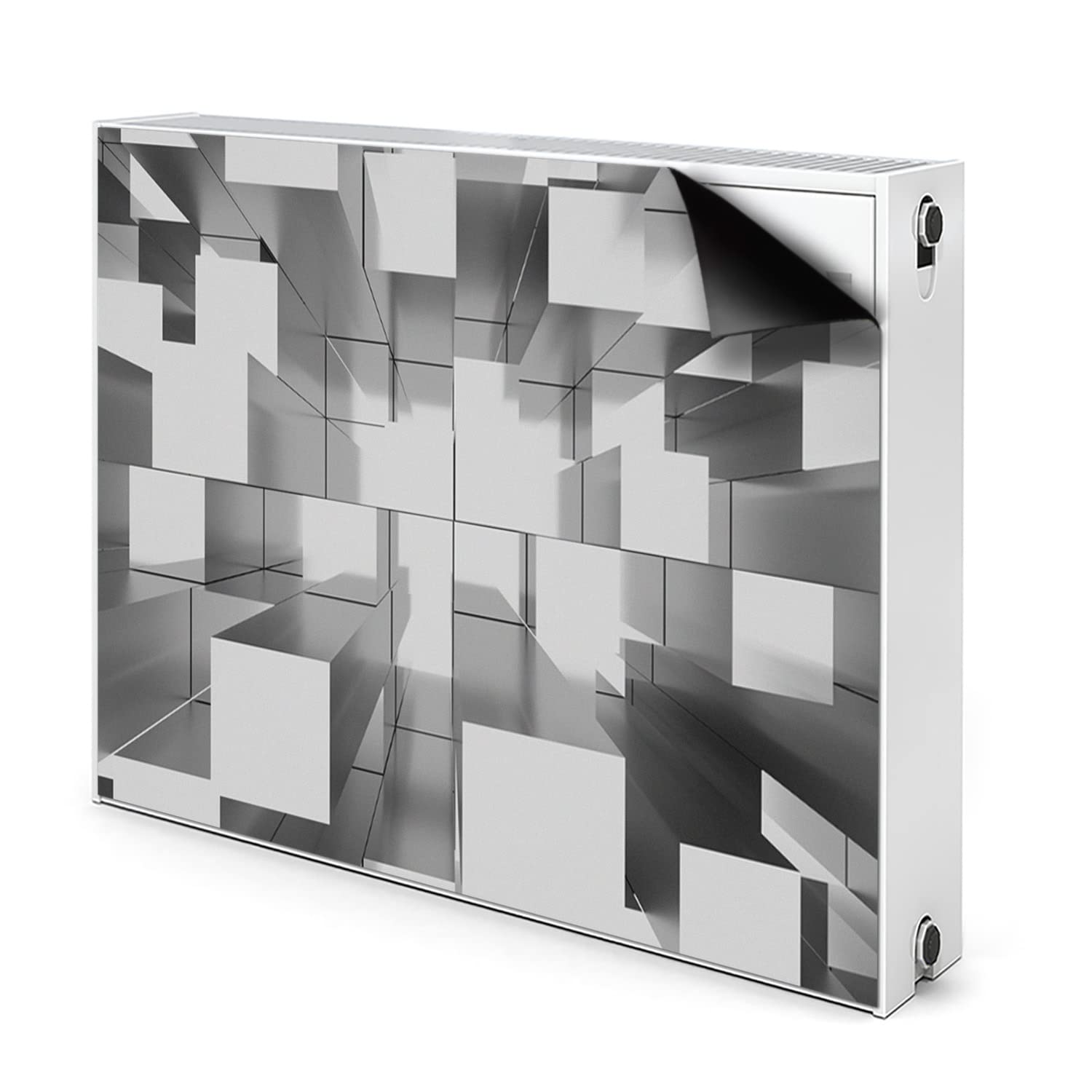 Cache Radiateur Vert Magnétique 90x60 Tapis Décoratif Carreaux Gris