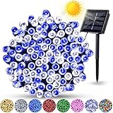 KIMOC ソーラー イルミネーションライト ガーデンライト LED 30m 300球 屋外 庭 ライト ストレート IP65 防水 8モード 夜間自動 点灯 クリスマス ハロウィン パーティー バレンタインデー 新年 祝日 結婚式 誕生日 学園祭屋外 室外 室内 庭対応 ソーラーパネル 大容量 飾りライト ソーラー (ブルーホワイト)