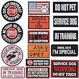 15 Pieces Service Dog Patches Dog Vest Patches for Harness Patches Embroidery Do Not Pet Patch with Hook and Loop for Dogs in Training American Flag Patch Removable Tactical Patches Collar Leash