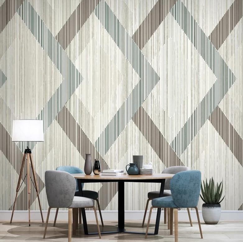 Papier peint 3D rétro au design géométrique et texture murale chic