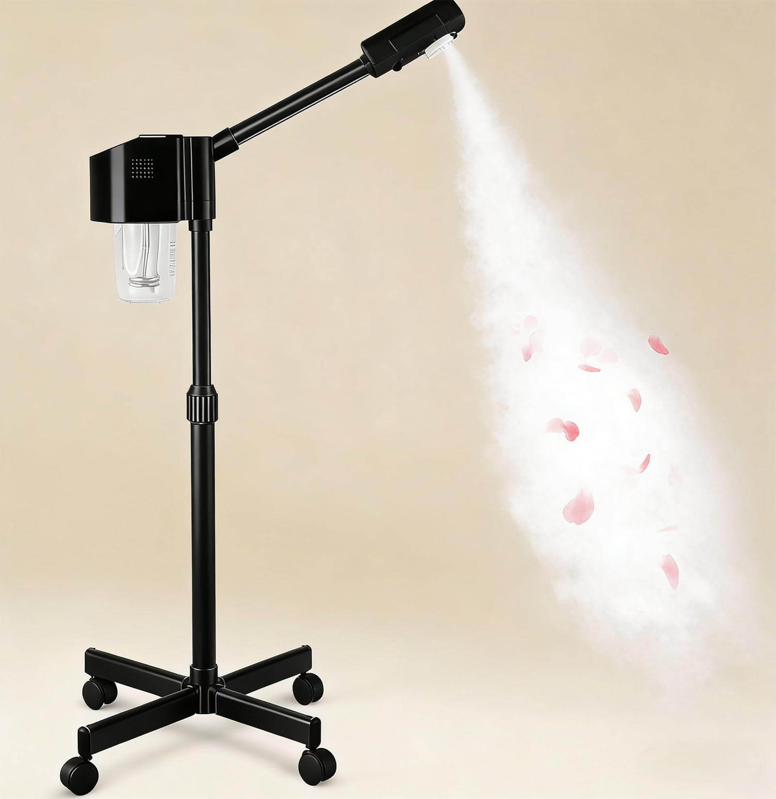 Vaporizador facial, vaporizador facial para esteticista, niebla caliente de ozono, spa en casa, color negro