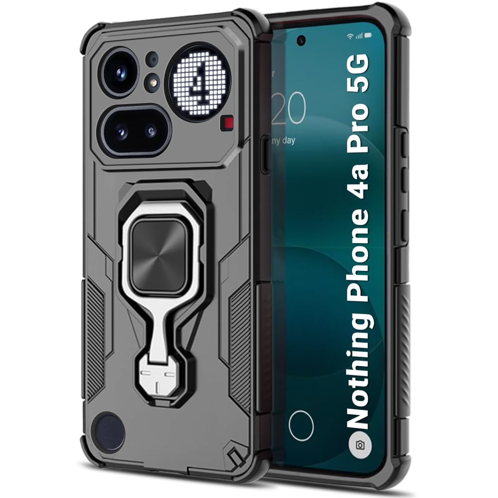 TheGiftKart Tough Armor Bumper Back Case Cover for Nothing Phone 4a Pro 5G | Ring Holder & Kickstand in-Built | 360 Degree Protection Back Case Cover for Nothing Phone 4a Pro 5G (PC & TPU, Black)-image-27