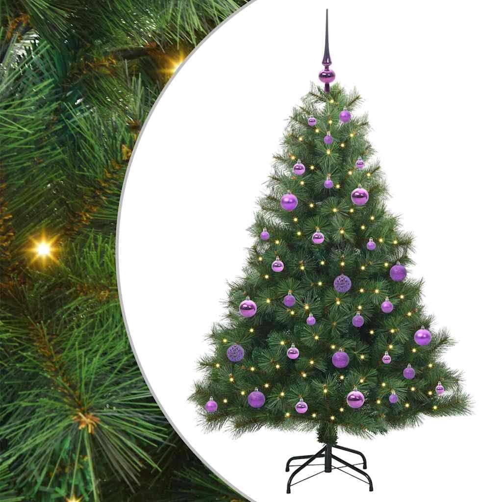 Sztuczna choinka zielona, 150 cm, z 150 diodami LED o ciepłej białej barwie, PE i PCW, składany stojak do użytku wewnątrz i na zewnątrz, świąteczna dekoracja