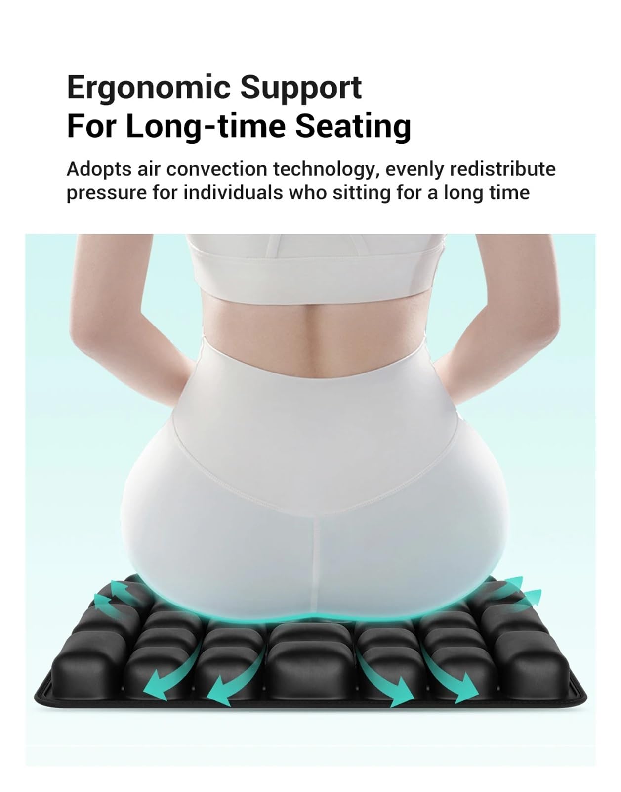 Autositzkissen 3D-Luftdruckentlastungskissen, aufblasbares Lendenwirbelstützkissen, ergonomisch(HF001 Black)