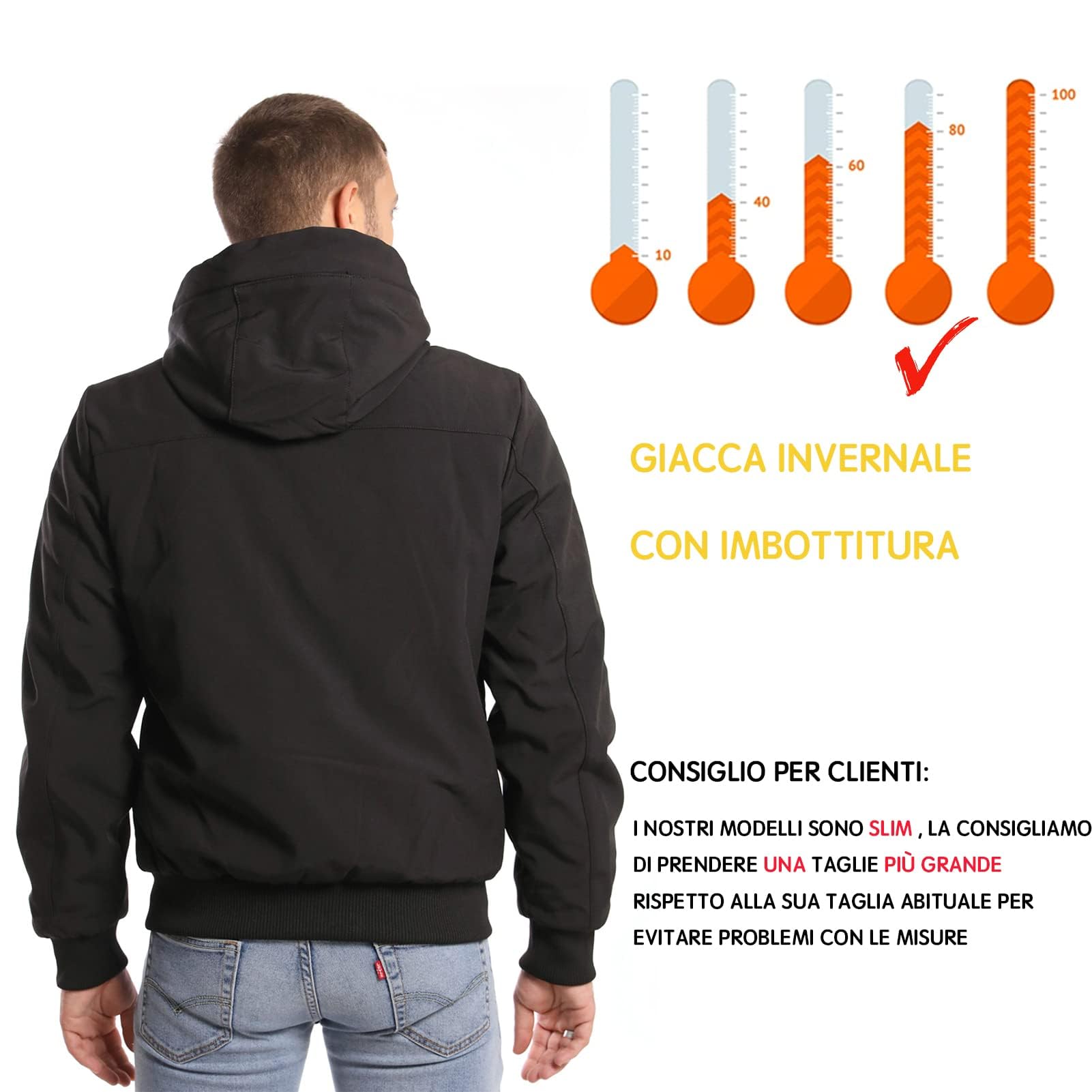 TONY BACKER Giacca Jacket Uomo Invernale Softshell Impermeabile Antivento con Cappuccio Giacca Calda Giubbotto Uomo Trekking Casual 3351