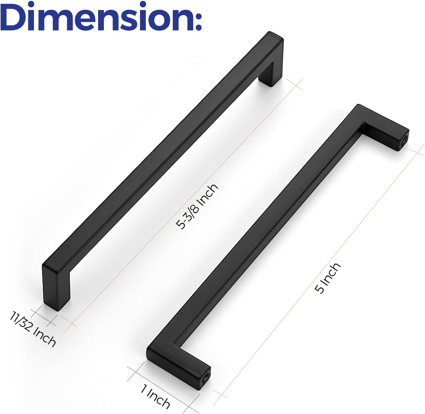 Ravinte 10 Pack Solid Kitchen Cabinet Handles Matte Black Cabinet Pulls Slim Drawer Pulls with 6-1/4 Inch Hole Center Square Bar Kitchen Cabinet Hardware