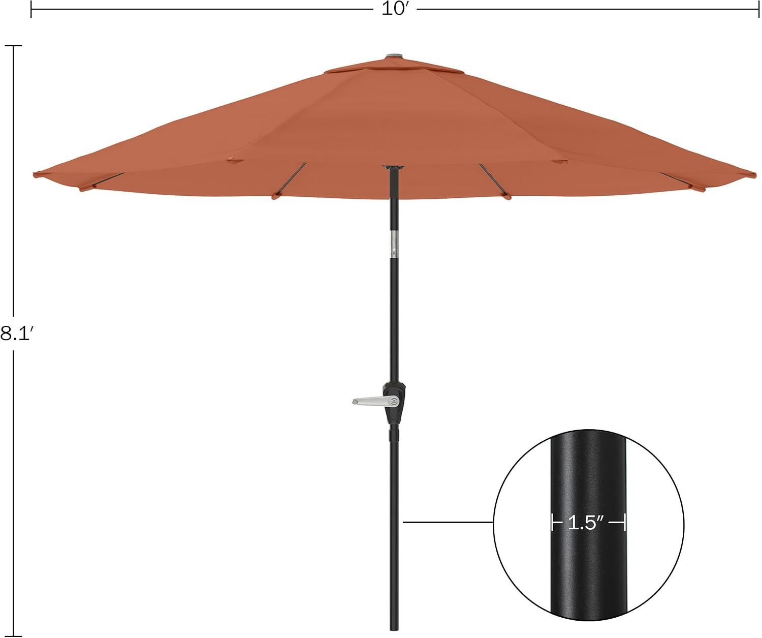 Pure Garden Patio Umbrella with Auto Tilt - 10ft Easy Crank Outdoor Umbrella with Vented Canopy for Deck, Balcony, Porch, Backyard, or Pool (Terracotta)