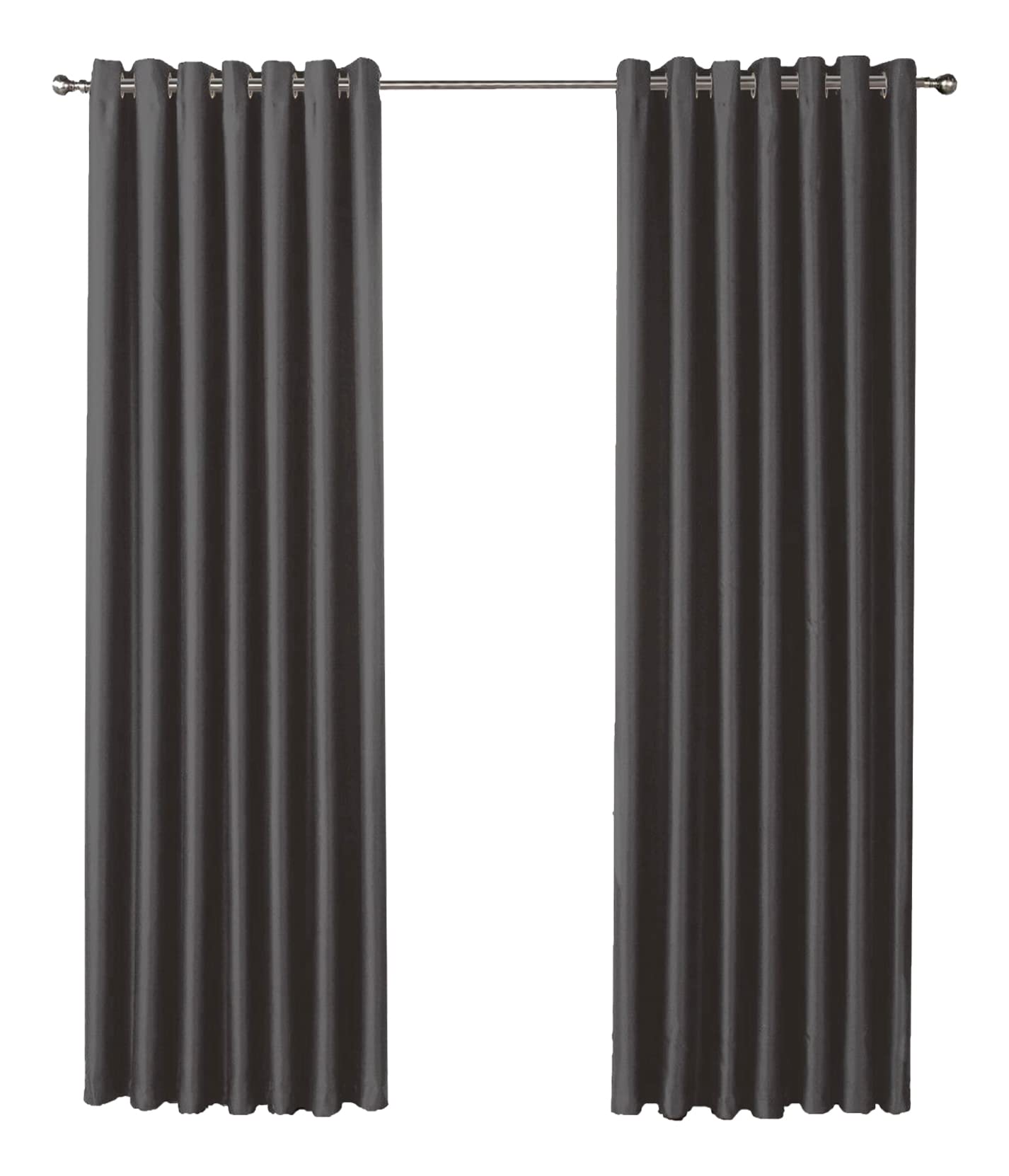 Olivia Rocco Charcoal Blackout Eyelet Curtains Black Out Thermal Ring Top Curtain Pair Window Treatment Living Room Bedroom, 46" (Width) X 54" (Drop)