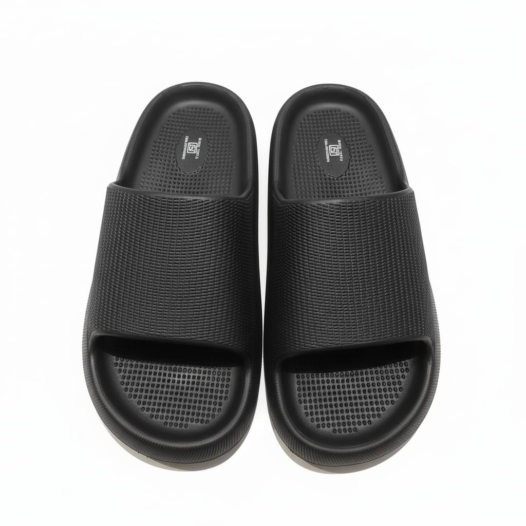 miniso Simple and Lightweight Men's Bathroom Slippers(Black, 43-44)-picture-12