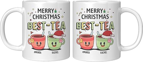 Miniatura 26 de Yeh Gift Tazas de Navidad personalizadas. Taza de café personalizada con tu nombre y nombre de miembro de la familia. Regalos familiares para Ver