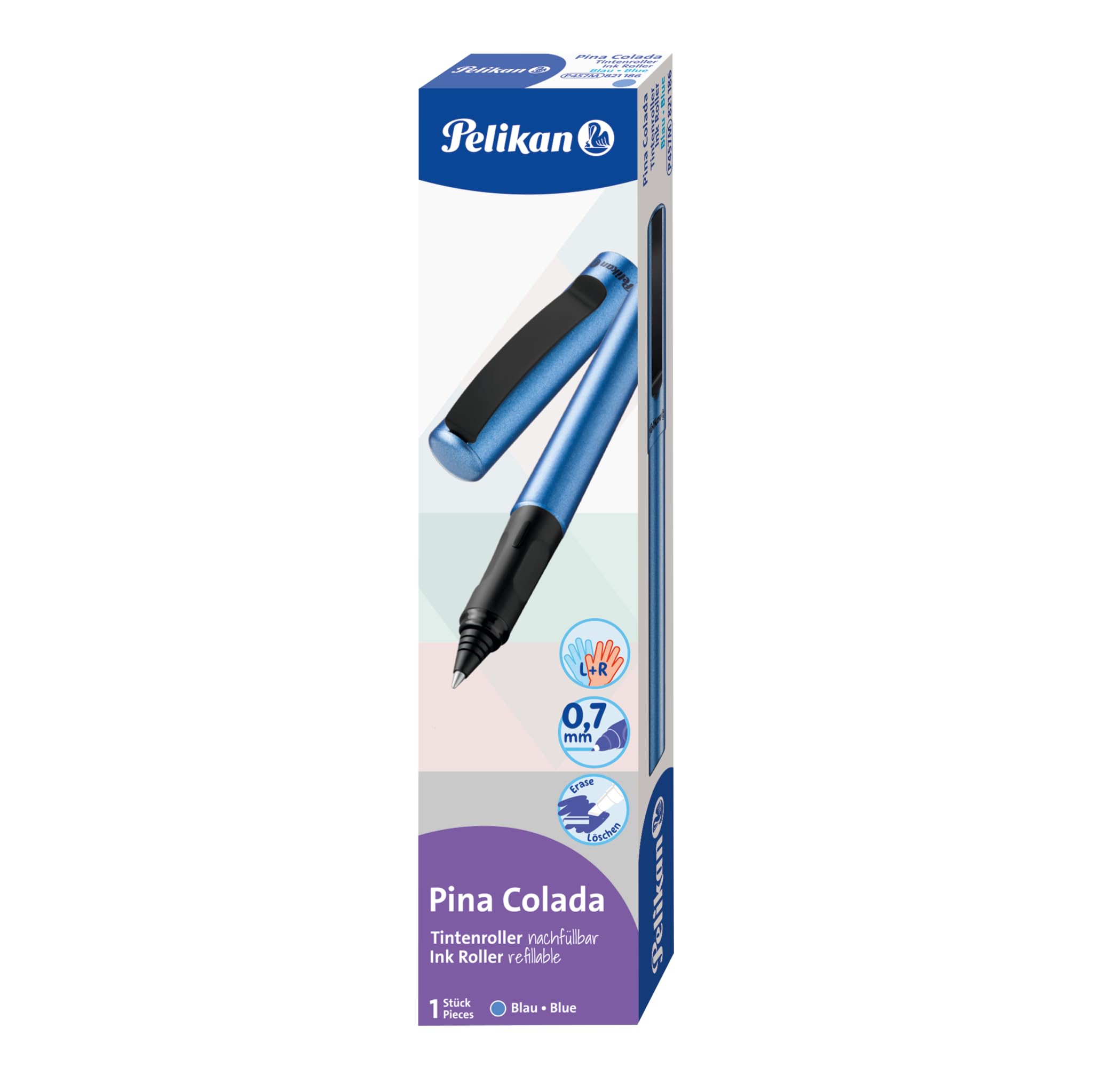 Pelikan Tintenroller Pina Colada inkl. Standard-Tintenpatrone nachfüllbar, blau, 1 Stück