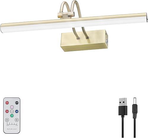 Luz de imagen, 13 pulgadas, funciona con pilas, para pinturas, exhibición remota de metal, luz artística con temporizador y regulable para pintura