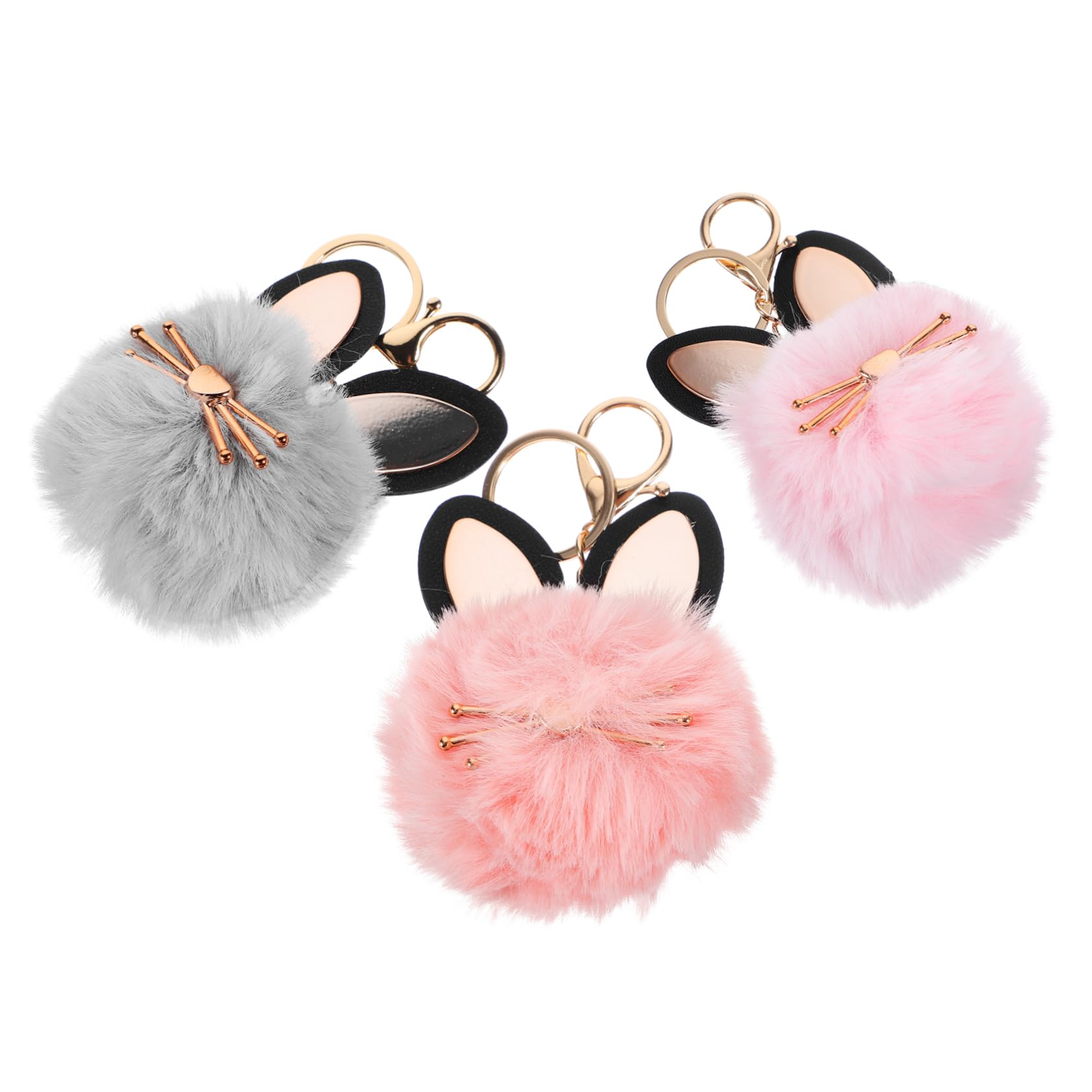 Gatuida Flauschiger Katzen Fußball Schlüsselanhänger Teiliges Für Damen Mit Kunstpelzkugeln Rosa Und Beige Als Handtaschenaccessoire Und Schlüsselring
