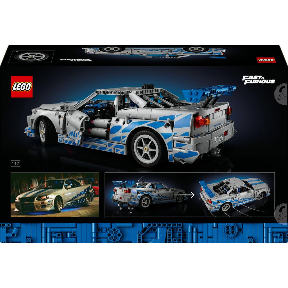 LEGO Technic Samochód Nissan Skyline GT-R (R34) Za szybcy za wściekli 42210 | Model samochodu, klocki konstrukcyjne Technic dla dorosłych, prezent dla fana motoryzacji, 1410 elementów