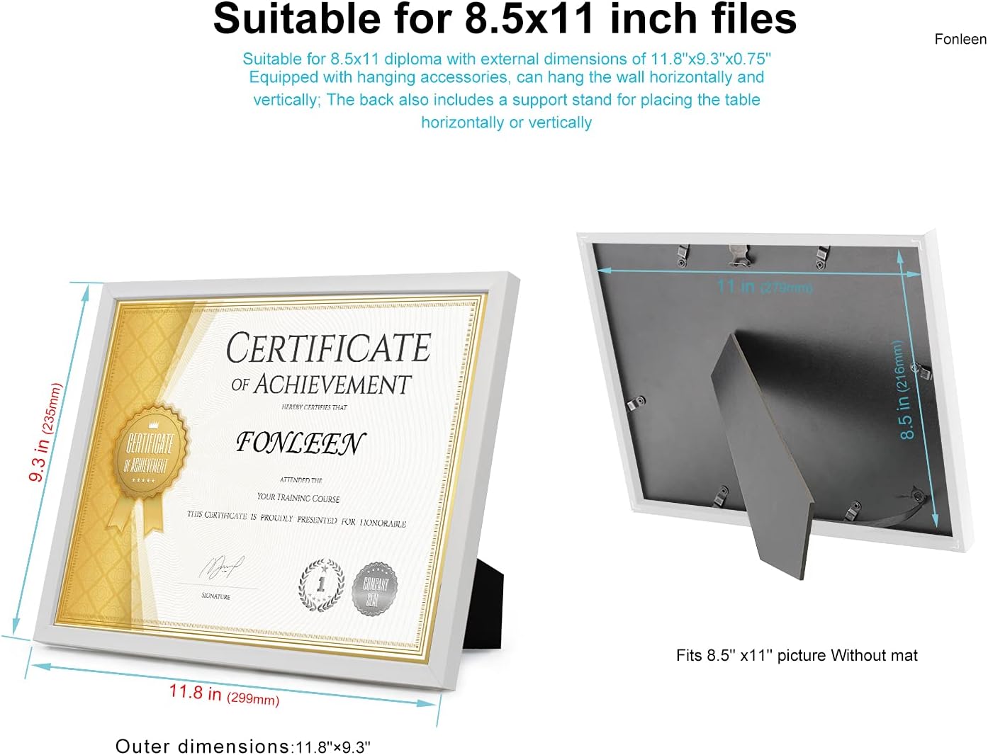 Picture Frames Degree Picture 8.5x11 Frame for Certificate Horizontal