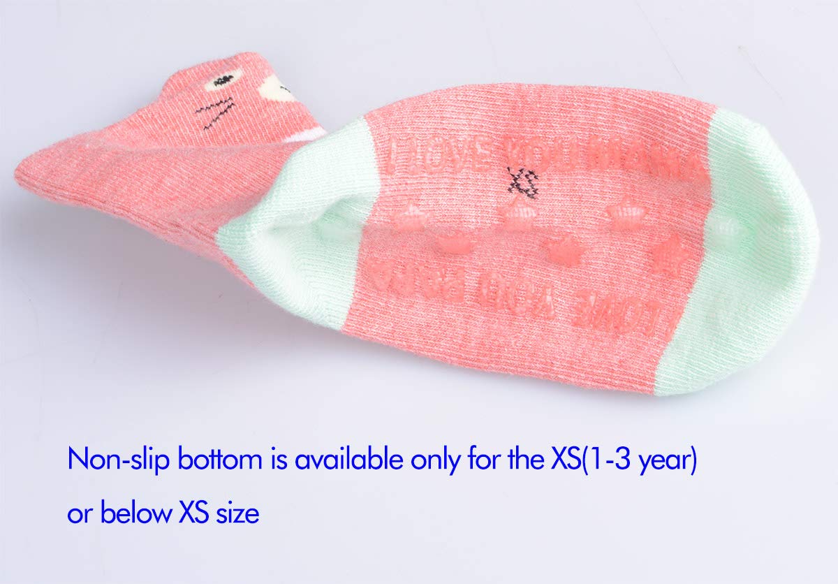 T.H.L.S Mädchen Socken 5 Paar Kinder Baumwolle Winter Dickere Tiere Katze Bär Kleinkind Crew Socken Alter 0-15 Jahre
