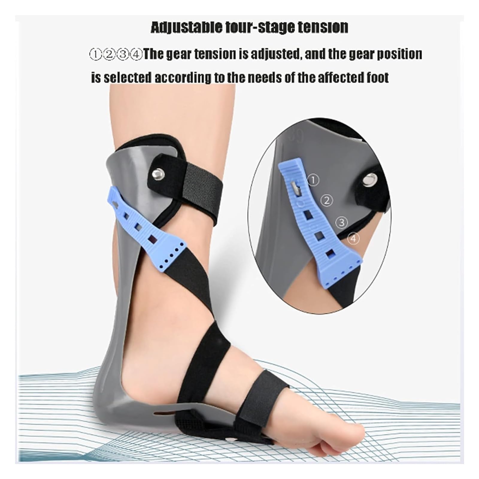 Soporte para pie caído, soporte AFO, ortesis ligera para aliviar la caída del pie, fascitis plantar y tendinitis de Aquiles, estabilidad del tobillo, ajuste cómodo